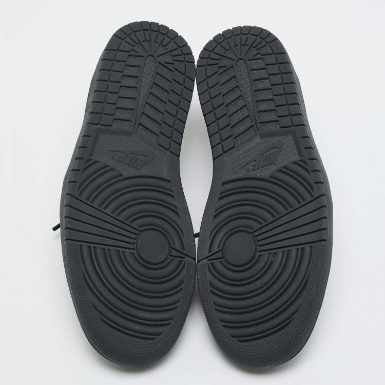 مملوكة مسبقًا Air Jordans Black Nubuck Leather Jordan 1 Retro Low OG SP Travis Scott Black Phantom Sneakers Size 44.5