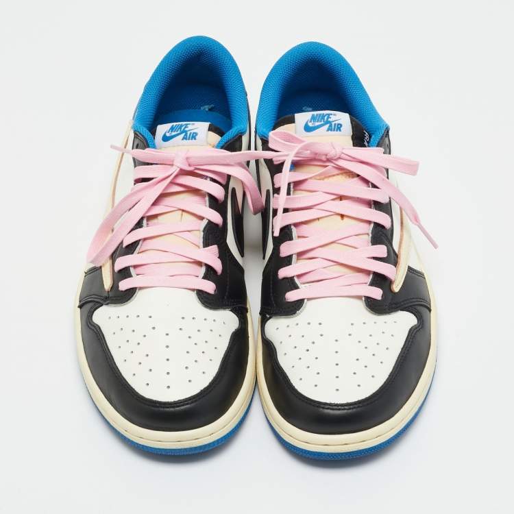 Pre Owned Air Jordans Multicolor Leather Jordan 1 Retro Low OG SP Fragment x Travis Scott Sneakers Size 44.5