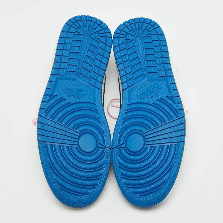 Pre Owned Air Jordans Multicolor Leather Jordan 1 Retro Low OG SP Fragment x Travis Scott Sneakers Size 44.5