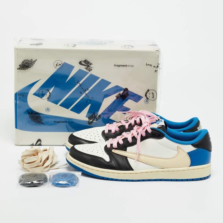 Pre Owned Air Jordans Multicolor Leather Jordan 1 Retro Low OG SP Fragment x Travis Scott Sneakers Size 44.5