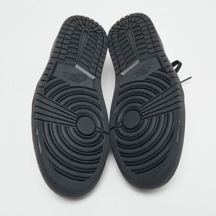 Pre Owned Air Jordans Black Nubuck Leather Jordan 1 Retro Low OG SP Travis Scott Black Phantom Sneakers Size 44.5