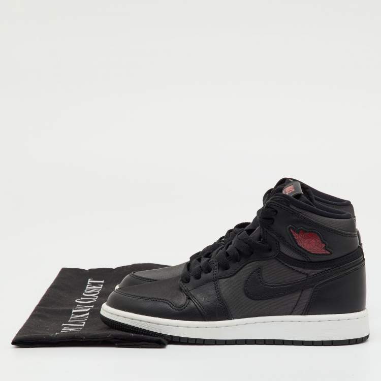 Pre Owned Air Jordans Black Leather and Fabric Jordan 1 Retro High OG GS Sneakers Size 36.5