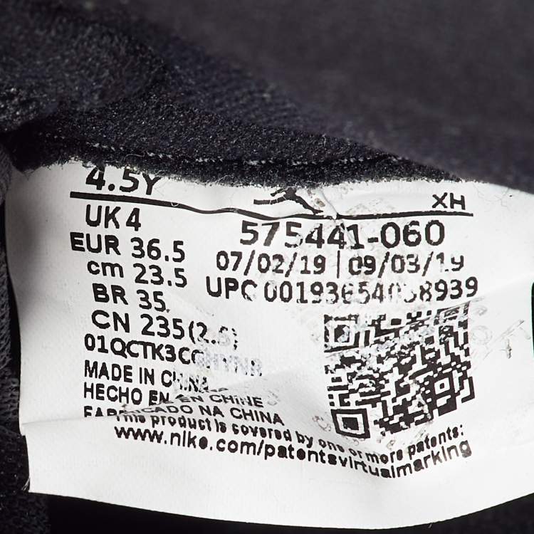 Pre Owned Air Jordans Black Leather and Fabric Jordan 1 Retro High OG GS Sneakers Size 36.5