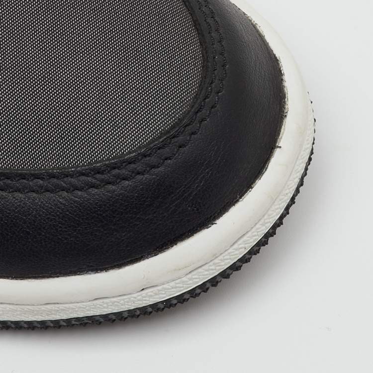 Pre Owned Air Jordans Black Leather and Fabric Jordan 1 Retro High OG GS Sneakers Size 36.5