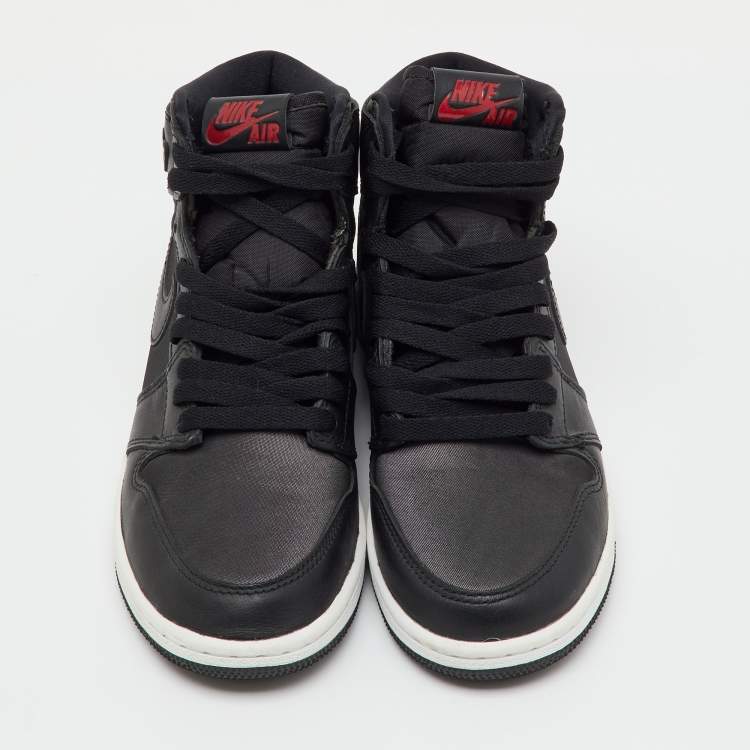 Pre Owned Air Jordans Black Leather and Fabric Jordan 1 Retro High OG GS Sneakers Size 36.5