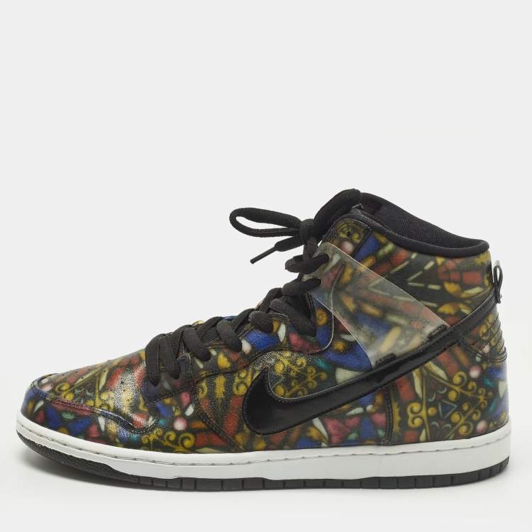 مملوكة مسبقًا Air Jordans SB Dunk High Concepts Size 45.5 Multicolor Leather and PVC High Top Sneakers
