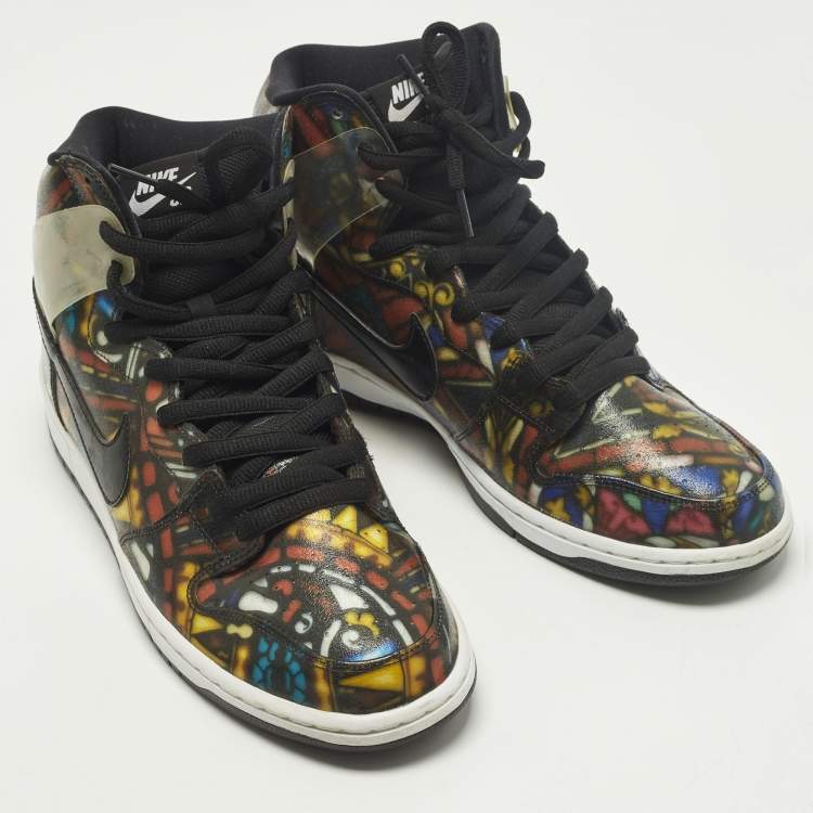 مملوكة مسبقًا Air Jordans SB Dunk High Concepts Size 45.5 Multicolor Leather and PVC High Top Sneakers