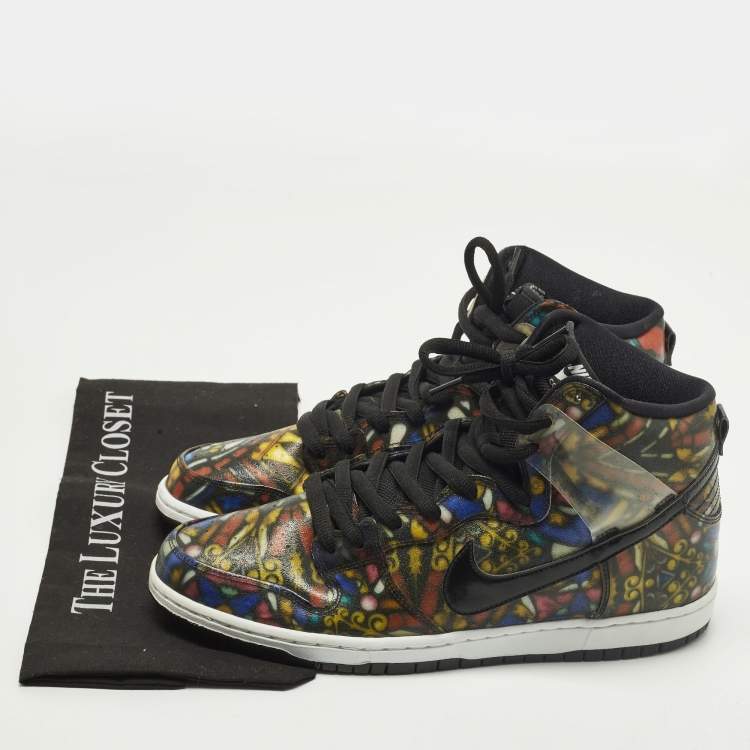مملوكة مسبقًا Air Jordans SB Dunk High Concepts Size 45.5 Multicolor Leather and PVC High Top Sneakers
