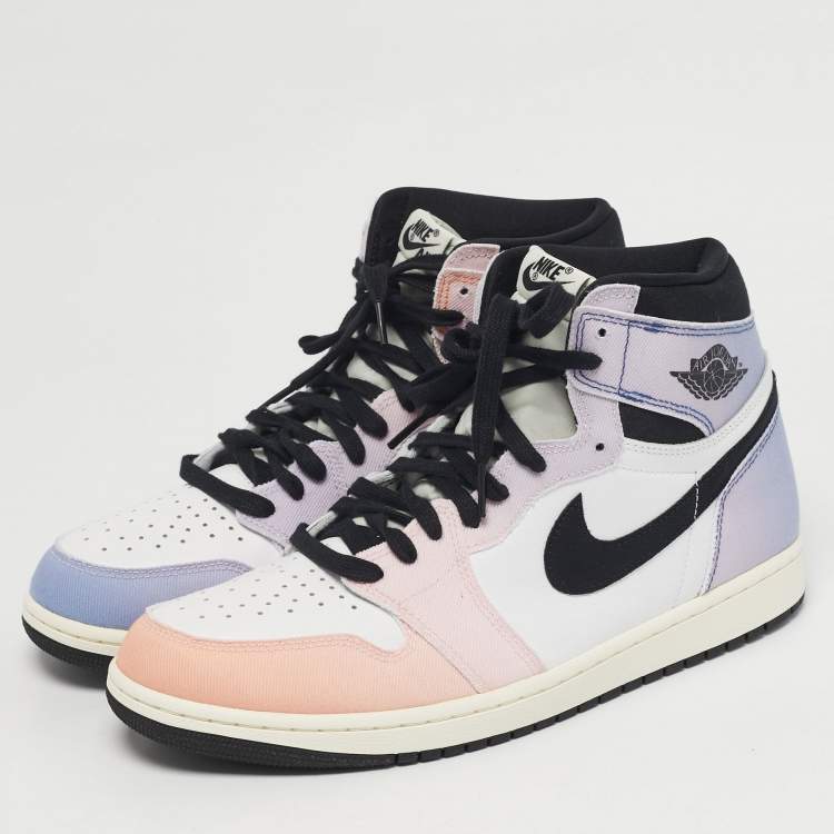 Pre Owned Air Jordans Jordan 1 Retro OG Skyline Size 45.5 Multicolor Canvas and Leather High Top Sneakers
