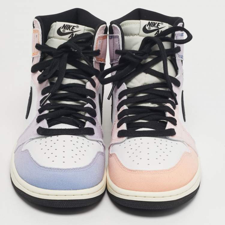 Pre Owned Air Jordans Jordan 1 Retro OG Skyline Size 45.5 Multicolor Canvas and Leather High Top Sneakers