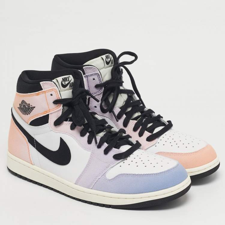 Pre Owned Air Jordans Jordan 1 Retro OG Skyline Size 45.5 Multicolor Canvas and Leather High Top Sneakers