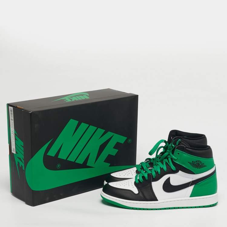 Pre Owned حذاء رياضي اير جوردان 1 ريترو جوردان جلد أخضر/أسود بعنق مرتفع مقاس 45