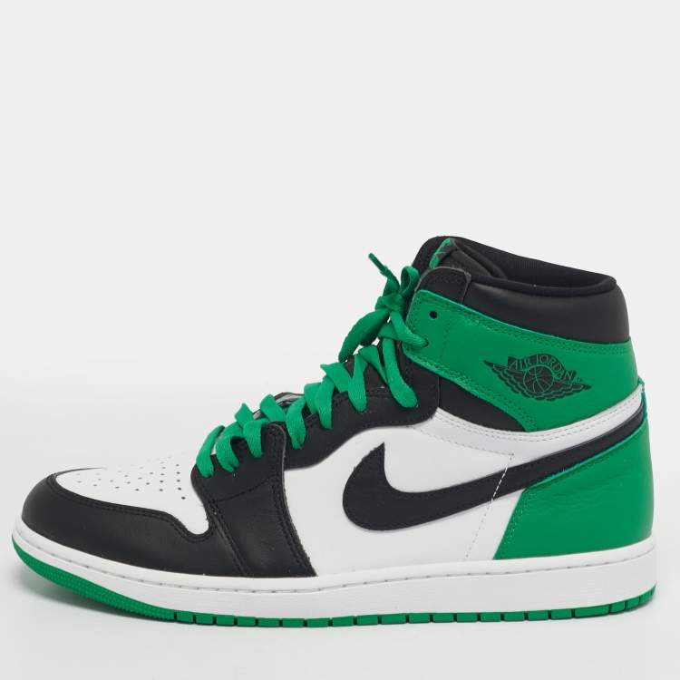 Pre Owned حذاء رياضي اير جوردان 1 ريترو جوردان جلد أخضر/أسود بعنق مرتفع مقاس 45