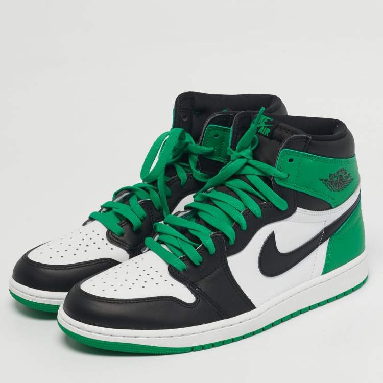 Pre Owned حذاء رياضي اير جوردان 1 ريترو جوردان جلد أخضر/أسود بعنق مرتفع مقاس 45