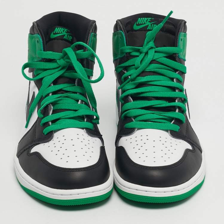 Pre Owned حذاء رياضي اير جوردان 1 ريترو جوردان جلد أخضر/أسود بعنق مرتفع مقاس 45