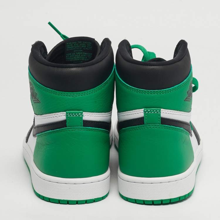 Pre Owned حذاء رياضي اير جوردان 1 ريترو جوردان جلد أخضر/أسود بعنق مرتفع مقاس 45