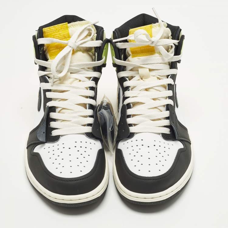 Pre Owned Air Jordans Jordan 1 Retro White Black Volt University Gold Size 45 Multicolor Leather High Top Sneakers