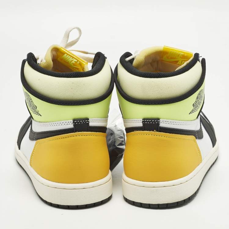 Pre Owned Air Jordans Jordan 1 Retro White Black Volt University Gold Size 45 Multicolor Leather High Top Sneakers