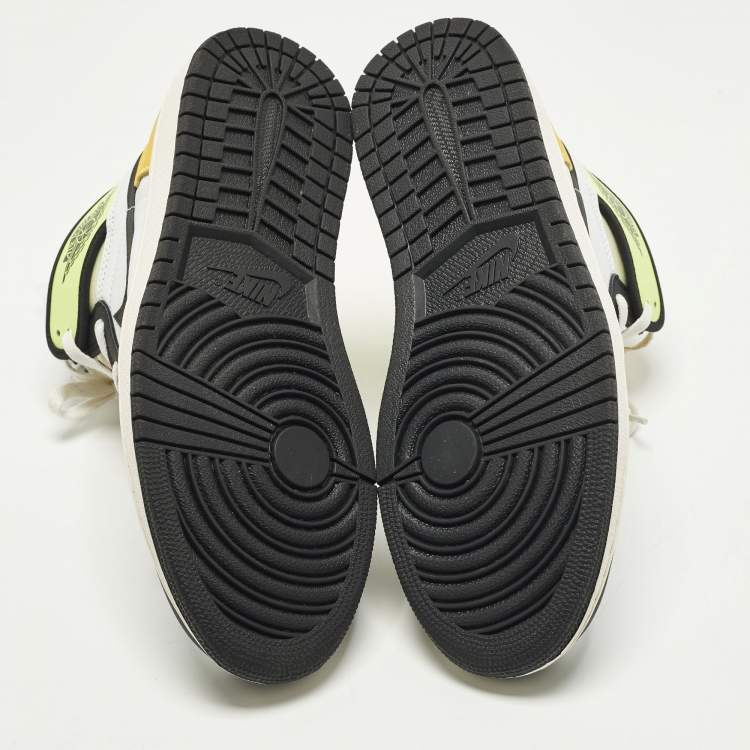 Pre Owned Air Jordans Jordan 1 Retro White Black Volt University Gold Size 45 Multicolor Leather High Top Sneakers