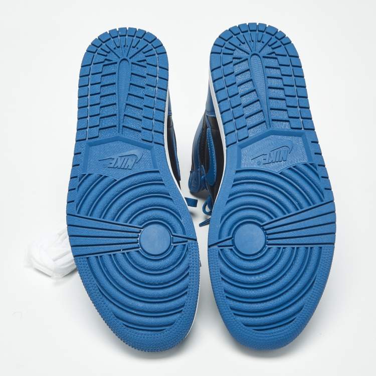 Pre Owned Air Jordans Jordan 1 Retro OG Dark Marina Blue Size 45.5 Blue Leather High Top Sneakers