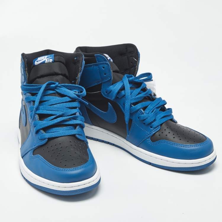 Pre Owned Air Jordans Jordan 1 Retro OG Dark Marina Blue Size 45.5 Blue Leather High Top Sneakers