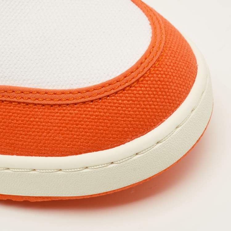 Pre Owned Air Jordans Jordan 1 Retro AJKO Rush Orange Size 46 Orange/White Canvas and Leather High Top Sneakers