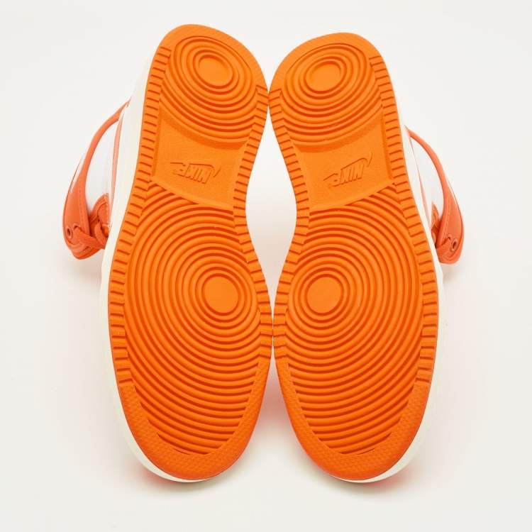 Pre Owned Air Jordans Jordan 1 Retro AJKO Rush Orange Size 46 Orange/White Canvas and Leather High Top Sneakers