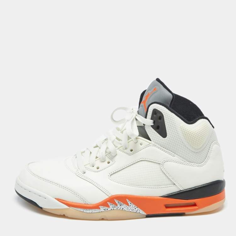 Pre Owned Air Jordans Jordan 5 Retro Shattered Backboard Size 44.5 Cream Leather High Top Sneakers