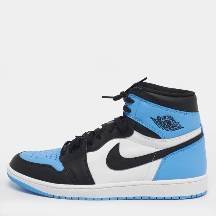 Pre Owned Air Jordans Jordan 1 Retro OG UNC Toe Size 46 Multicolor Leather High Top Sneakers