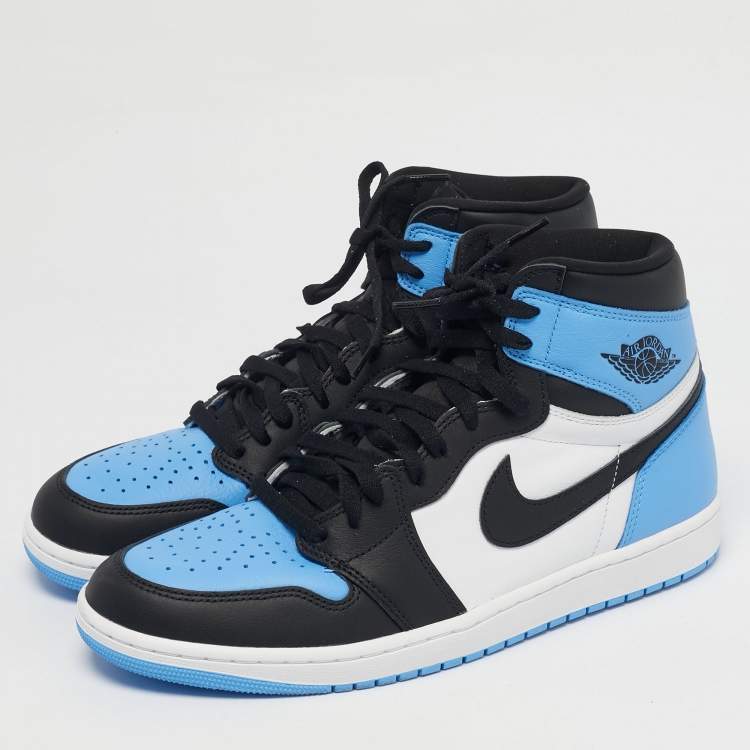 Pre Owned Air Jordans Jordan 1 Retro OG UNC Toe Size 46 Multicolor Leather High Top Sneakers