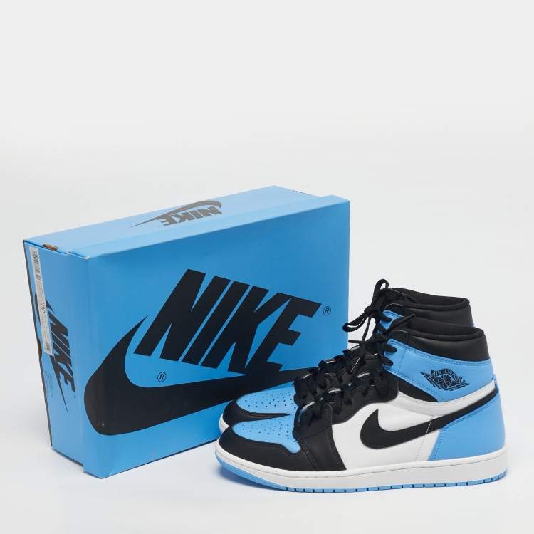 Pre Owned Air Jordans Jordan 1 Retro OG UNC Toe Size 46 Multicolor Leather High Top Sneakers