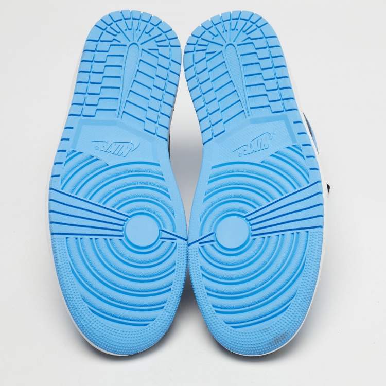 Pre Owned Air Jordans Jordan 1 Retro OG UNC Toe Size 46 Multicolor Leather High Top Sneakers