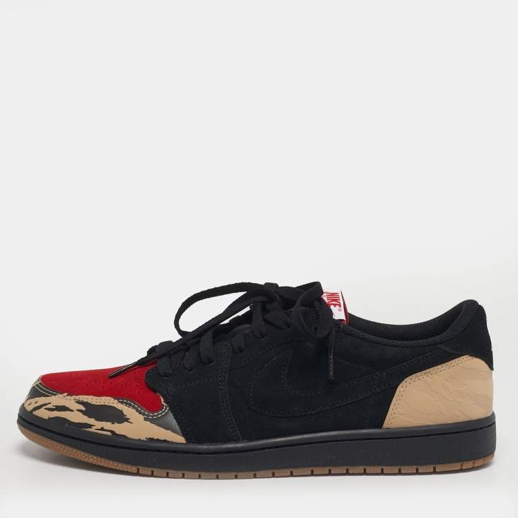 Pre Owned Air Jordans 1 Retrol Size 45.5 Tricolor Leather and Suede Lace Up Sneakers