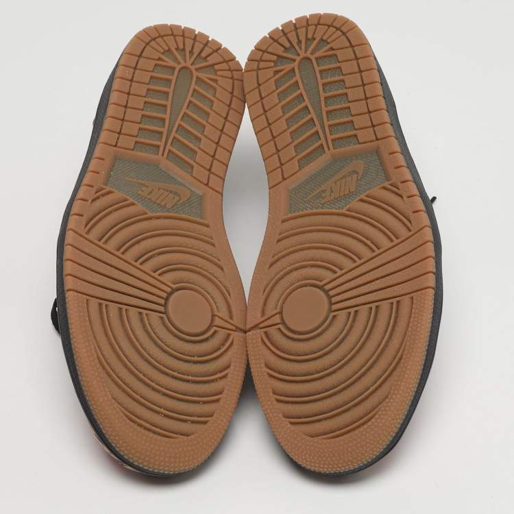 Pre Owned Air Jordans 1 Retrol Size 45.5 Tricolor Leather and Suede Lace Up Sneakers