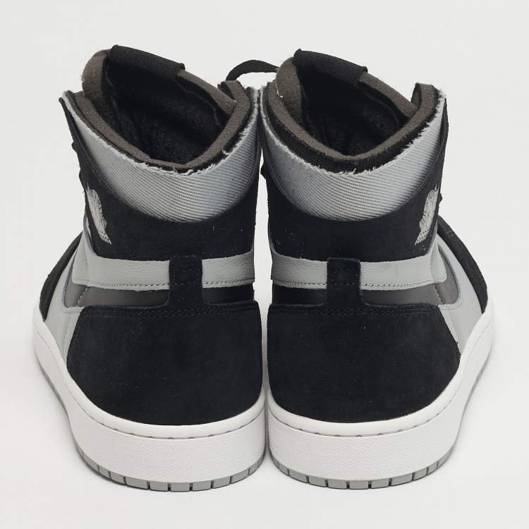 Pre Owned Air Jordan 1 Zoom Size 46 Black/Grey Leather and Suede High Top Sneakers