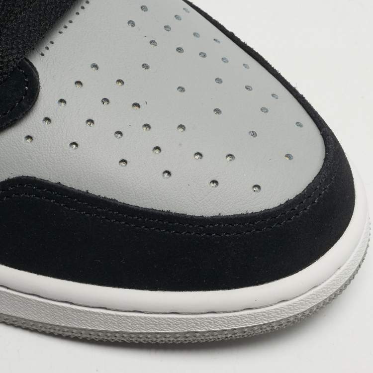 Pre Owned Air Jordan 1 Zoom Size 46 Black/Grey Leather and Suede High Top Sneakers