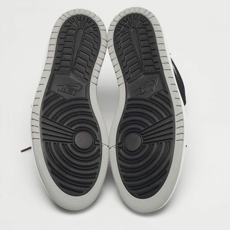 Pre Owned Air Jordan 1 Zoom Size 46 Black/Grey Leather and Suede High Top Sneakers