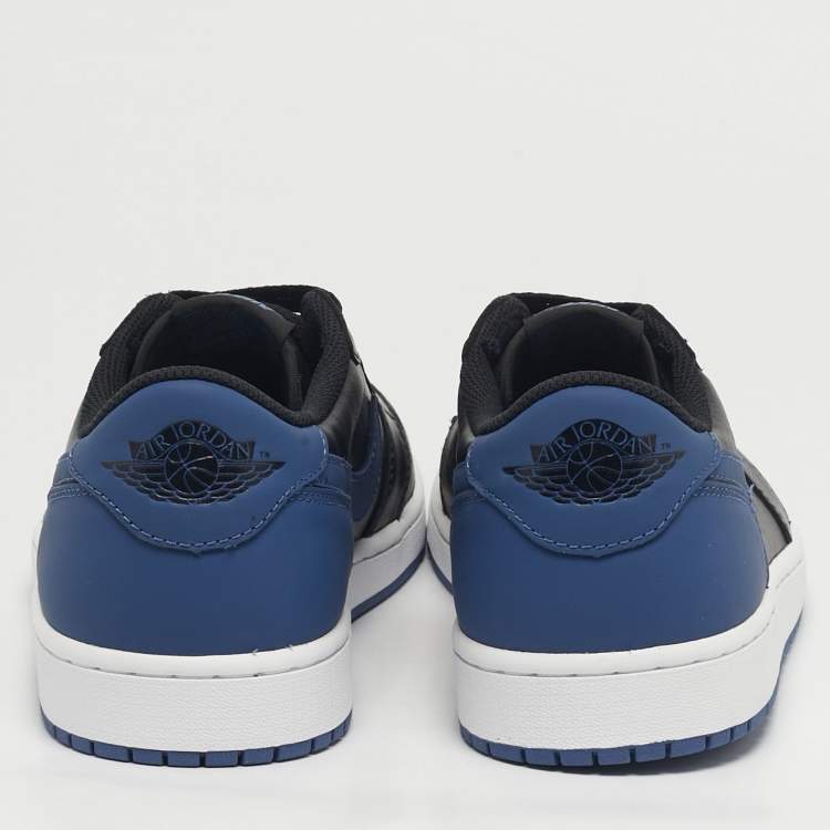 مملوكة مسبقًا Air Jordans 1 Retrol Size 46 Black/Blue Leather Low Top Sneakers