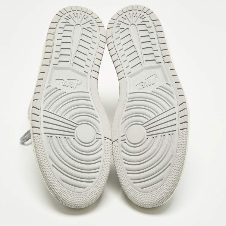 Pre Owned Air Jordans Jordan 1 Size 46 Grey Leather and Net High Top Sneakers