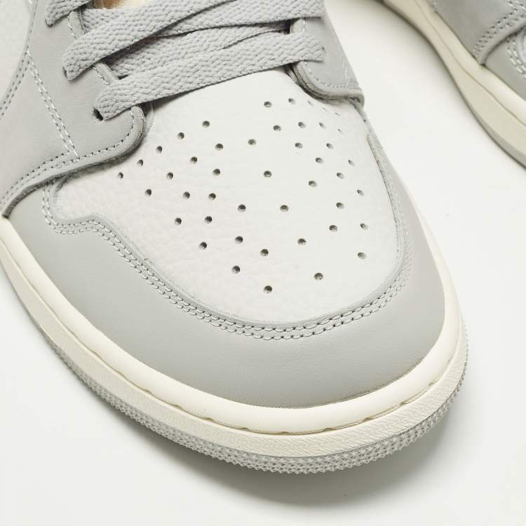 Pre Owned Air Jordans Jordan 1 Size 46 Grey Leather and Net High Top Sneakers