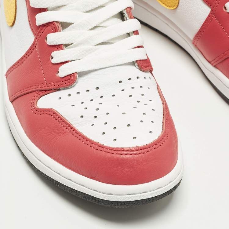 Pre Owned Air Jordans Jordan 1 Retro High OG Light Fusion Red Size 45.5 Multicolor Leather High Top Sneakers