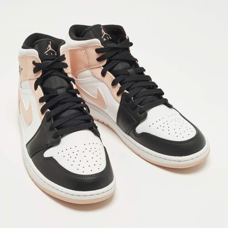 Pre Owned Air Jordans Jordan 1 Mid Arctic Orange Black Size 45 Multicolor Leather Mid Top Sneakers