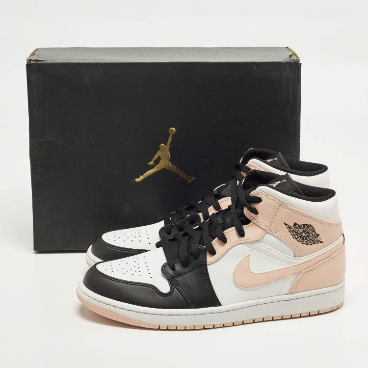 Pre Owned Air Jordans Jordan 1 Mid Arctic Orange Black Size 45 Multicolor Leather Mid Top Sneakers
