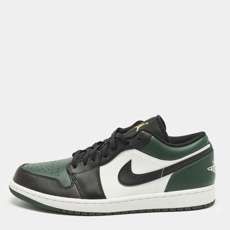 مملوكة مسبقًا Air Jordans Jordan 1 Low Green Toe Size 45 Green/Black Leather Low Top Sneakers
