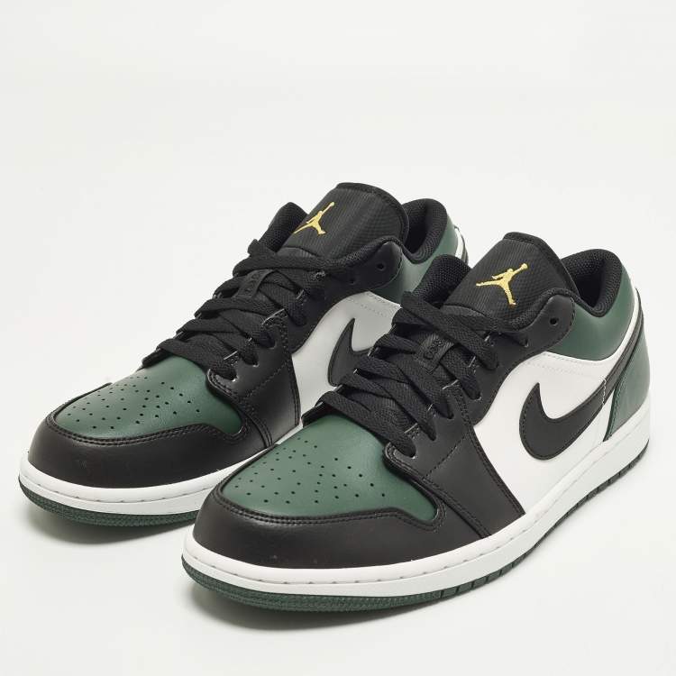 مملوكة مسبقًا Air Jordans Jordan 1 Low Green Toe Size 45 Green/Black Leather Low Top Sneakers