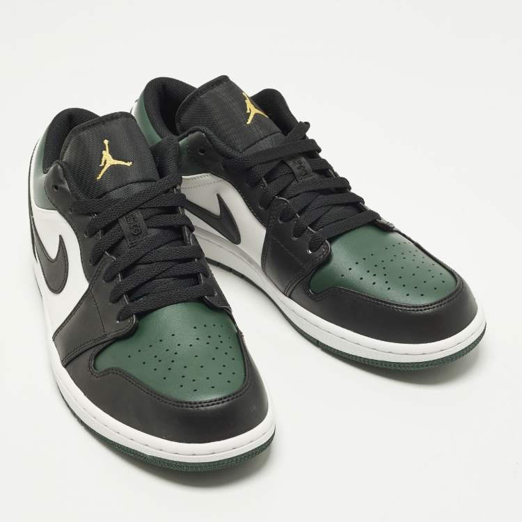 مملوكة مسبقًا Air Jordans Jordan 1 Low Green Toe Size 45 Green/Black Leather Low Top Sneakers
