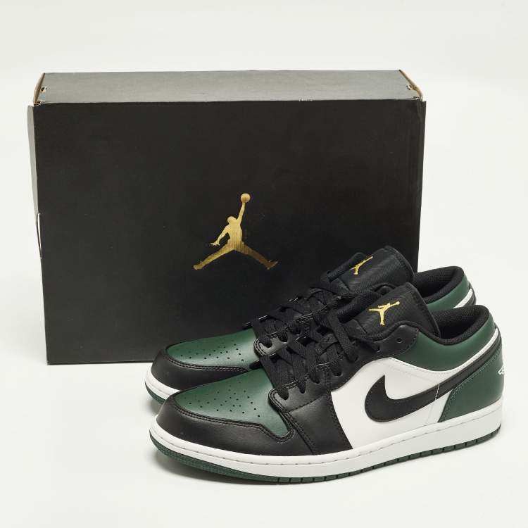 مملوكة مسبقًا Air Jordans Jordan 1 Low Green Toe Size 45 Green/Black Leather Low Top Sneakers