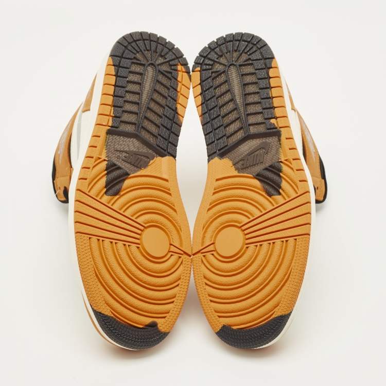 Pre Owned Air Jordans Jordan 1 Retro High Element Gore-Tex Light Curry Size 45.5 Multicolor Fabric and Leather Sneakers