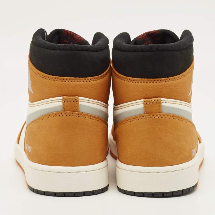 Pre Owned Air Jordans Jordan 1 Retro High Element Gore-Tex Light Curry Size 45.5 Multicolor Fabric and Leather Sneakers