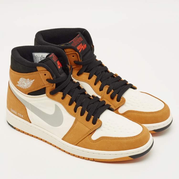Pre Owned Air Jordans Jordan 1 Retro High Element Gore-Tex Light Curry Size 45.5 Multicolor Fabric and Leather Sneakers